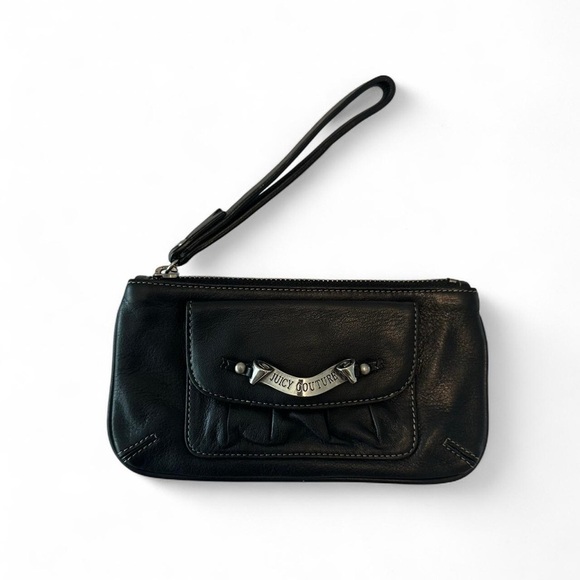 Juicy Couture Vintage Black Leather Wristlet Y2K - Picture 3 of 8